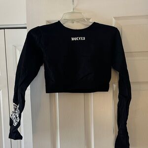 Darc Sport Black Long Sleeve Crop Top with White Detail
